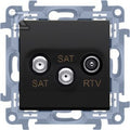 Gniazdo antenowe satelitarne podwójne SAT-SAT-RTV (moduł), 1x wejście: 5 MHz-2,4 GHz, czarny mat, SIMON10
