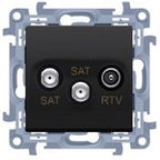 Gniazdo antenowe satelitarne podwójne SAT-SAT-RTV (moduł), 1x wejście: 5 MHz-2,4 GHz, krem, SIMON10