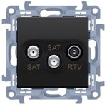 Gniazdo antenowe satelitarne podwójne SAT-SAT-RTV (moduł), 1x wejście: 5 MHz-2,4 GHz, krem, SIMON10