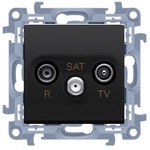 Gniazdo antenowe R-TV-SAT przelotowe (moduł), 1x wejście: 5 MHz2,4 GHz, satynowy, BASIC MODUŁ