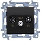Gniazdo antenowe R-TV-SAT przelotowe (moduł), 1x wejście: 5 MHz2,4 GHz, satynowy, BASIC MODUŁ