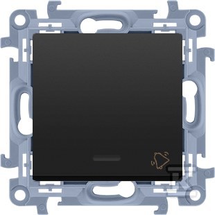 Przycisk "dzwonek" z podświetleniem LED (moduł) 10AX, 250V~, zaciski śrubowe, czarny mat, SIMON10