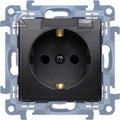 Gniazdo wtyczkowe Schuko do wersji IP44 z uszczelką - klapka transparetna (moduł) 16A, 250V~, zaciski śrubowe, czarny mat, SIMON10