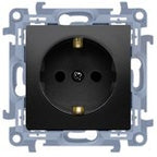 Gniazdo wtyczkowe Schuko pojedyncze z przesłonami torów prądowych (moduł) 16 A, 250 V~, zaciski śrubowe, beż Simon10
