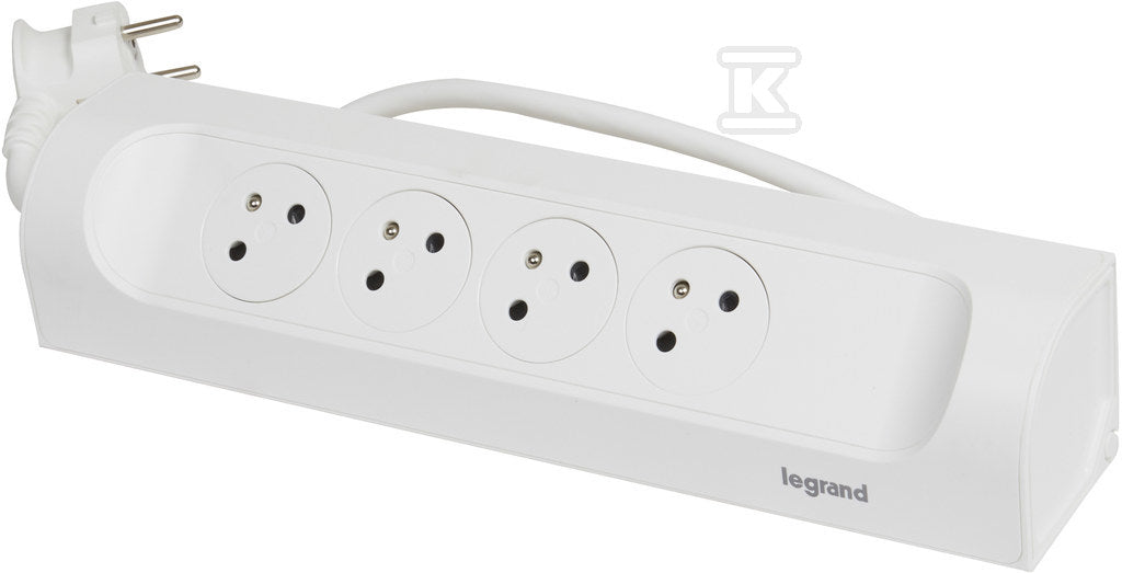 Przedłużacz narożny 4x2P+Z, z przewodem 1.0 metra 3x1.5 mm2 - biały, HELMO