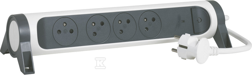 Przedłużacz PREMIUM, obrotowy, 4x2P+Z, ze wskaźnikiem obciążenia, z przewodem 1.5 metra 3x1.5 mm2 - biały/grafitowy, HELMO