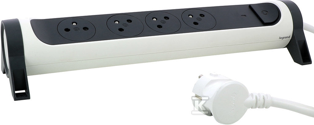 Przedłużacz PREMIUM, obrotowy, 4x2P+Z, ze wskaźnikiem obciążenia, z przewodem 1.5 metra 3x1.5 mm2 - biały/grafitowy, HELMO