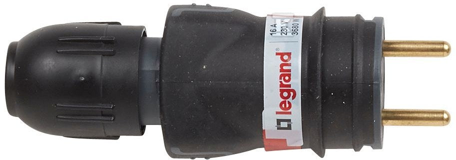 Wtyczka 2P+Z 16a IP44 czarna guma+dław.