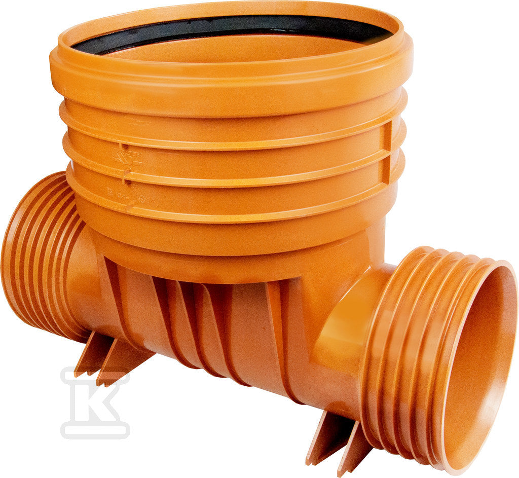 Kineta PP 400x315-K2, typ1 przelotowa, do rury wznoszącej gładkiej DN/OD 400mm oraz rury wlotowej korugowanej K2 DN/ID 315mm, bez uszczelek, kolor pomarańczowy (Diamir 400 gładka)