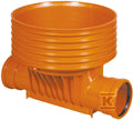 Kineta PP 425x160, typ1 przelotowa, do rury wznoszącej korugowanej DN/ID 425mm oraz rury wlotowej gładkiej 160mm, z uszczelką, kolor pomarańczowy (Diamir 425NW)