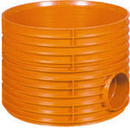 Kineta PP 600x200 dopływ 90/270st. typ1 przelotowa, do rury wznoszącej korugowanej DN/ID 600mm oraz rury wlotowej gładkiej 200mm, z uszczelką, kolor pomarańczowy (Diamir 600)