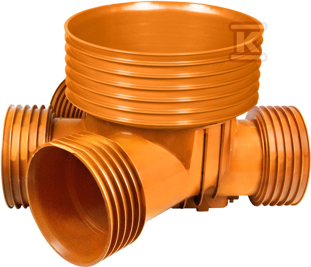 Kineta PP 425x250-K2, typ2 zbiorcza, do rury wznoszącej korugowanej DN/ID 425mm oraz rury wlotowej korugowanej K2-KAN DN/ID 250mm, bez uszczelek, kolor pomarańczowy (Diamir 425NW)