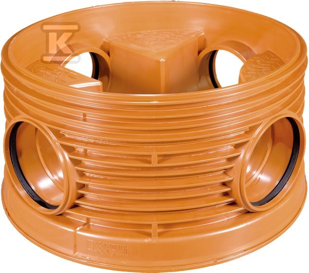Kineta PP 1000x250 dopływ 90/270st. typ2 zbiorcza, do pierścienia wznoszącego 1000mm oraz rury wlotowej gładkiej 250mm, bez uszczelki, kolor pomarańczowy (Diamir 1000)