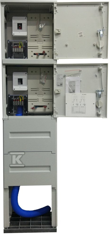 Szafka pomiarowa P2/F, złącze pomiarowe dla przyłączenia 2 instalacji.