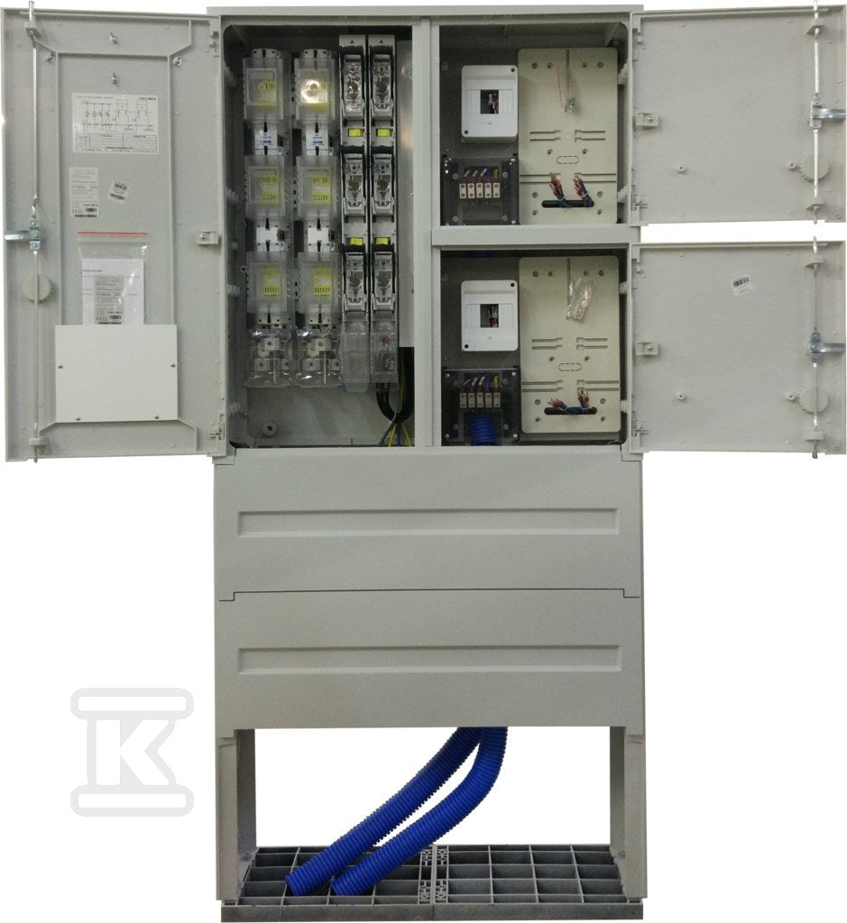 Rozdzielnia kablowa zintegrowanaKRSN-P2/2F-NH2/2R-NH00/F, złącze kablowe - pomiarowe dla przyłączenia 2 instalacji, zasilane poprzez wcięcie magistralnej linii kablowej lub zasilanie pojedynczą linią kablową, w tym za pośrednictwem mufy rozgałęźnej z