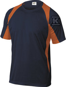 T-shirt dwukolorowy z poliestru (100%), 160 g/m2, szybkoschnący granatowo-pomarańczowy L