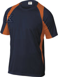 T-shirt dwukolorowy z poliestru (100%), 160 g/m2, szybkoschnący granatowo-pomarańczowy XXL