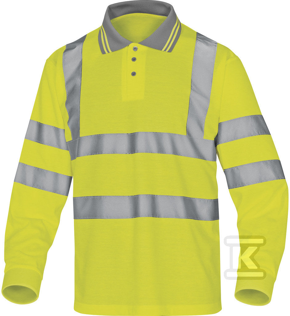 Polo ostrzegawcze z długimi rękawami z poliestru (100%), 235 g/m2, kl. 3 żółty fluo S