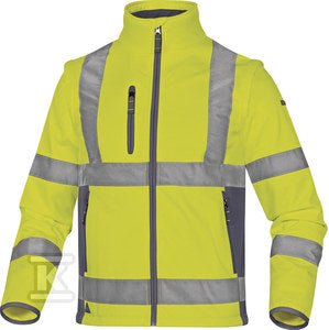 Bluza ostrzegawcza softshell z poliestru (100%), 3 warstwy laminowane, odpinane rękawy, kl. 3 żółty fluo-szary 3XL