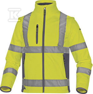 Bluza ostrzegawcza softshell z poliestru (100%), 3 warstwy laminowane, odpinane rękawy, kl. 3 żółty fluo-szary XL