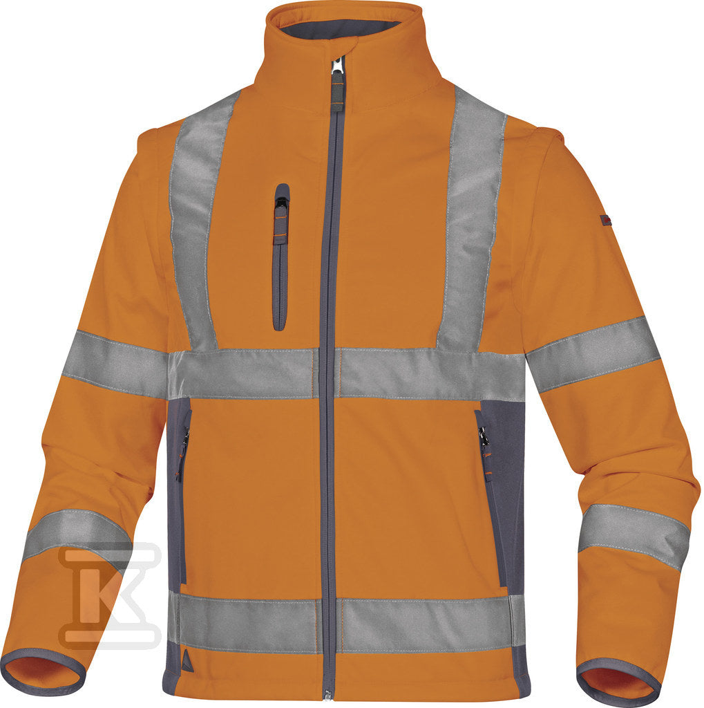 Bluza ostrzegawcza softshell z poliestru (100%), 3 warstwy laminowane, odpinane rękawy, kl. 3 pomarańczowy fluo-szary M