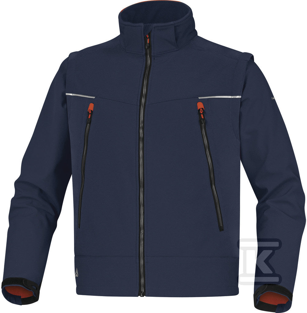 Bluza softshell 2 w 1 z poliestru i elastanu, 3 warstwy laminowane granatowo-pomarańczowy S