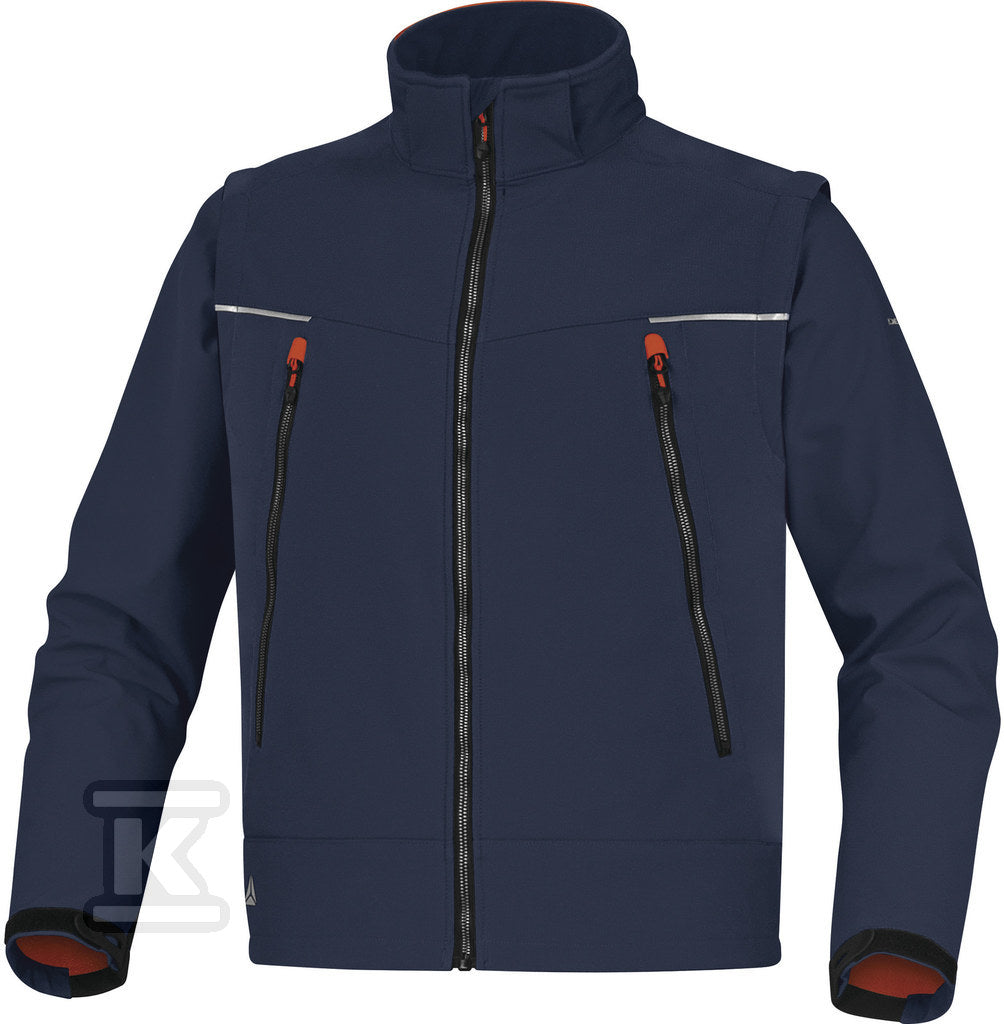 Bluza softshell 2 w 1 z poliestru i elastanu, 3 warstwy laminowane granatowo-pomarańczowy XL