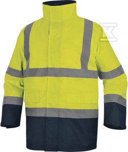 Kurtka ostrzegawcza 5 w 1 z poliestru oxford powlekanego pu klasa 3, odpinana bluza klasa 3 żółty fluo-granatowy 5XL