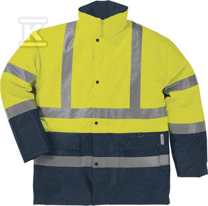 Kurtka ostrzegawcza z poliestru oxford powlekanego poliuretanem, kl. 3, z taśmami 3m scotchlite™ żółty fluo-granatowy M