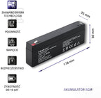 Akumulator AGM 12V 2.3Ah max. 34.5A
