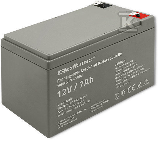 Akumulator AGM 12V 7Ah max. 105A Security