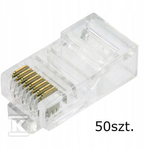 Wtyk RJ 45 Cat5e bezbarwny 8p8c UTP, drut (50 szt.)