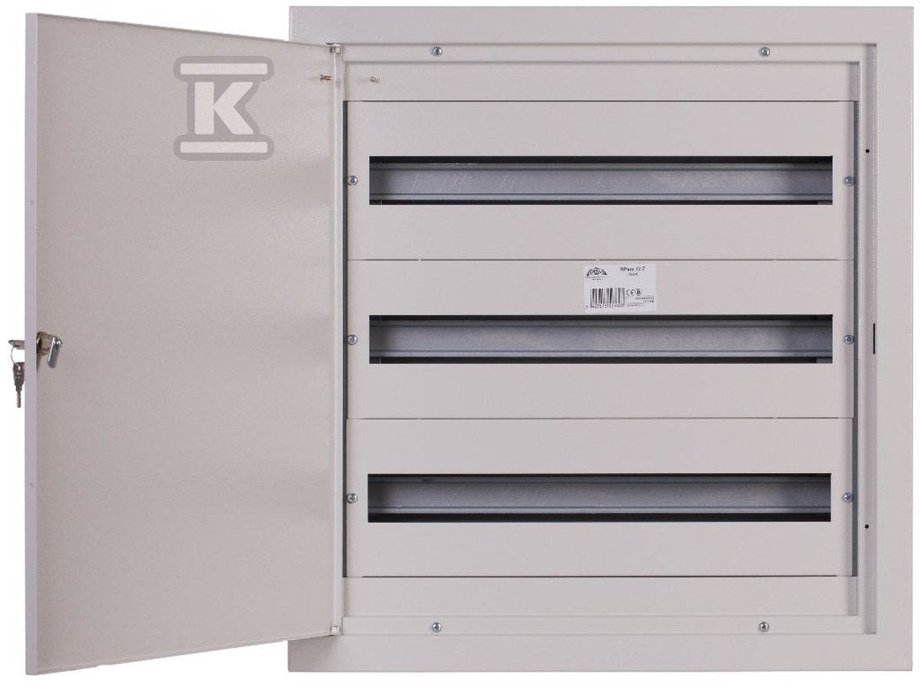 Rozdzielnia RPsm 72 Z 3x24, 72 moduły, z zamkiem, RAL 9003