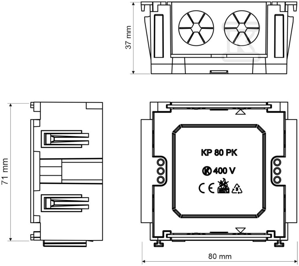 Puszka do kanału KP 80 HF PK 110x65 D HF