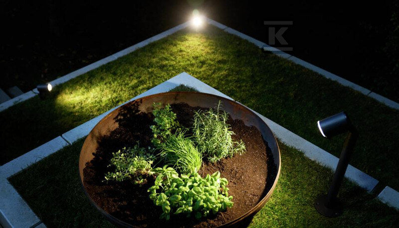 Oprawa ogrodowa LED reflektor ze szpikulcem, Steinel Spot Garden Nightautomatic z czujnikiem zmierzchu, GU10 7W 3000K 520lm, IP44, antracyt
