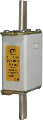 Wkładka topikowa 0 DC - 1000V (do stos. w podst. bezp. PK0 DC) M0 GPV 100A/1000V DC