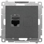 Gniazdo komputerowe pojedyncze RJ45 kategoria 6, ekranowane z przesłoną przeciwkurzową (moduł): Aluminium mat, SIMON55