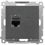Gniazdo komputerowe pojedyncze RJ45 kategoria 6, ekranowane z przesłoną przeciwkurzową (moduł): Aluminium mat, SIMON55