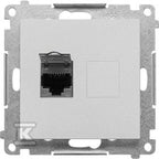Gniazdo komputerowe pojedyncze RJ45 kategoria 6, ekranowane z przesłoną przeciwkurzową (moduł): Aluminium mat, SIMON55