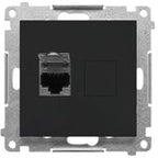 Gniazdo komputerowe pojedyncze RJ45 kategoria 6, ekranowane z przesłoną przeciwkurzową (moduł): Aluminium mat, SIMON55