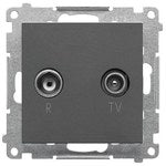 Gniazdo antenowe R-TV przelotowe 10 dB (moduł), 1x wejście: 5862 MHz, stal inox, BASIC MODUŁ