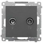 Gniazdo antenowe R-TV przelotowe 10 dB (moduł), 1x wejście: 5862 MHz, stal inox, BASIC MODUŁ