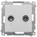 Gniazdo antenowe R-TV przelotowe 10 dB (moduł), 1x wejście: 5862 MHz, stal inox, BASIC MODUŁ