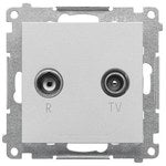 Gniazdo antenowe R-TV przelotowe 10 dB (moduł), 1x wejście: 5862 MHz, stal inox, BASIC MODUŁ