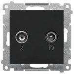 Gniazdo antenowe R-TV przelotowe 10 dB (moduł), 1x wejście: 5862 MHz, stal inox, BASIC MODUŁ