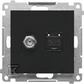 Gniazdo antenowe typu „F” + RJ45 kat.6 (moduł): Czarny mat, SIMON55