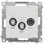 Gniazdo antenowe satelitarne podwójne SAT-SAT-RTV (moduł), 1x wejście: 5 MHz-2,4 GHz, krem, SIMON10