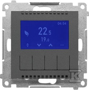 Termostat programowalny z wyświetlaczem (moduł): Grafitowy mat, SIMON55