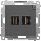 Gniazdo HDMI podwójne (moduł): Grafitowy mat, SIMON55
