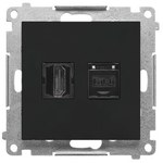 Gniazdo HDMI + RJ45 kat.6. (moduł), czarny mat Simon54